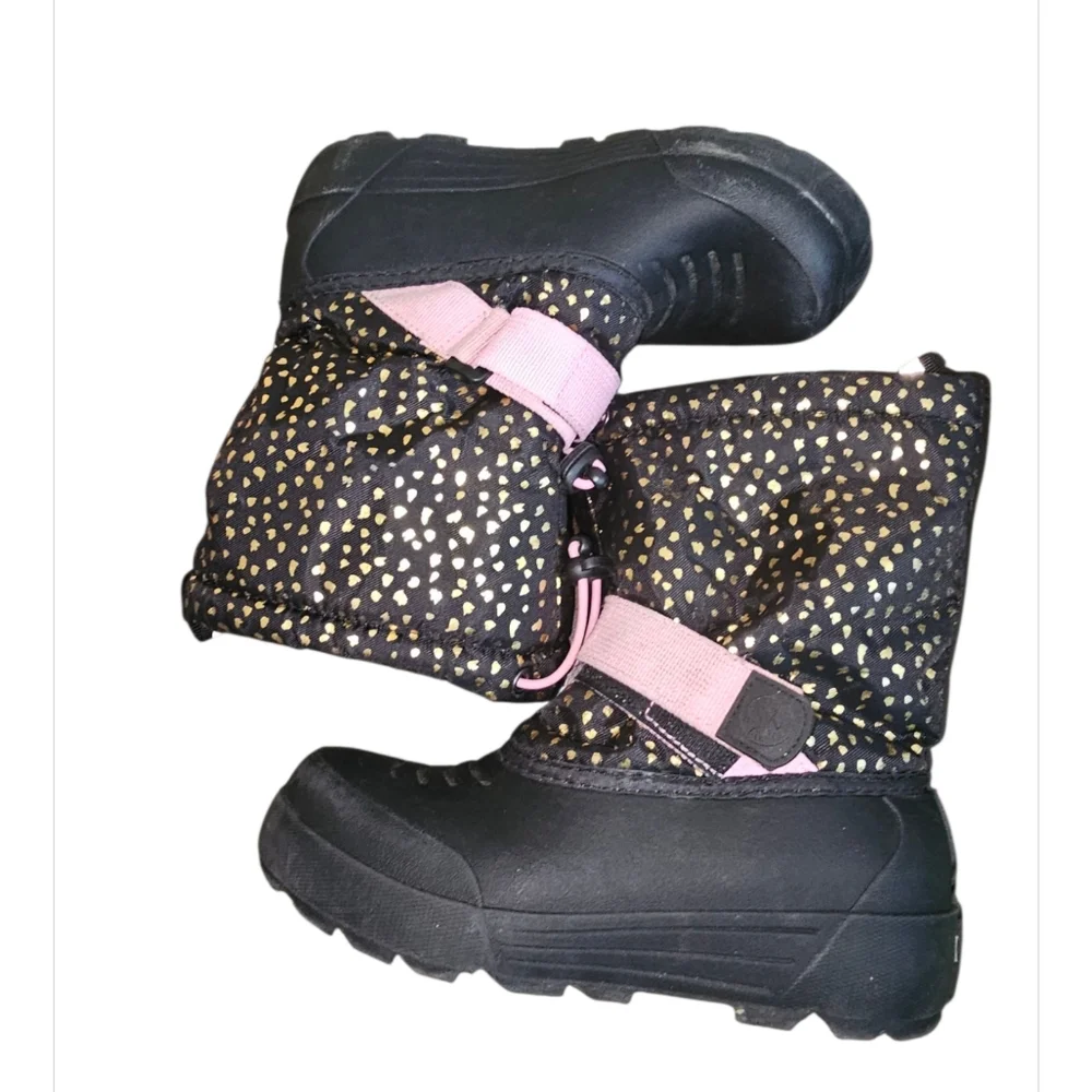 Northside Black and Gold Kids Snow Boots